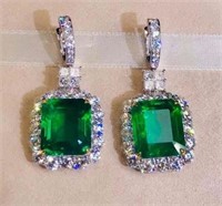 19.2ct Colombian Emerald Dangle Earrings 18K Gold