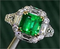 1.9ct Colombian Emerald Ring 18K Gold
