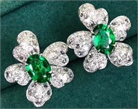 2ct Natural Emerald Drop Earrings 18K Gold