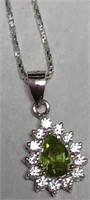256 - STERLING SILVER & PERIDOT NECKLACE (C28)