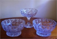 Three heavy cut crystal bowls