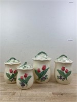 ceramic tulip canister set -inside needs cleaned