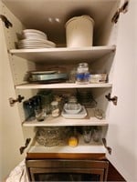 Cabinet Full of Glassware & Misc Items