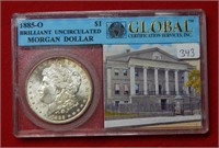 1885 O Morgan Silver Dollar w/ Story