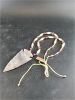 Modern Native American made necklace with flint ch