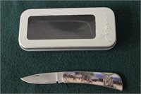 JAGUAR FOLDING KNIFE WITH LION IMAGE, 420