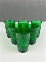 Vintage Green embossed juice glasses