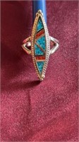 Rhodium Turquoise Ring