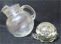 Ribbed Water Pitcher and Anchor Hocking Turtle