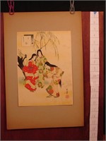 Vintage Japanese watercolor print