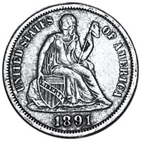 1891 Seated Liberty Dime NEARLY UNCIRCULATED