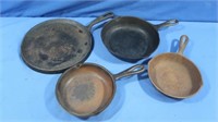 3 Small Vintage Cast Iron Pans (no names),