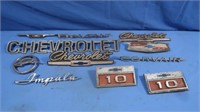 Vintage Car Emblems incl Corvair, Impala,