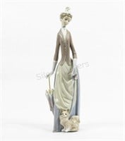 LLADRO, Spain Lady w Dog & Umbrella Figurine