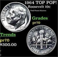 Proof 1964 Roosevelt Dime TOP POP! 10c Graded pr70