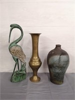 Home Decor Vases & Bird, pottery vase signed