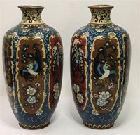 Pair Of Cloisonne Goldstone Vases