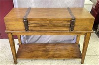 Wooden Trunk Style Console Table with Drawer