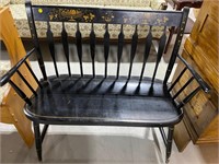 ANTIQUE STENCLED HALL BENCH