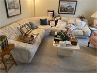 Sectional Sofa with Pillows and Throw