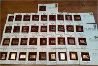 Collection of 37 Golden 22k stamp replicas first