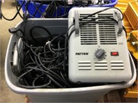 TUB OF CORDS, HEATER & MISCELLANIOUS GROW EQUIP