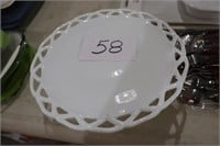 Milk Glass Open Lace Cake Stand
