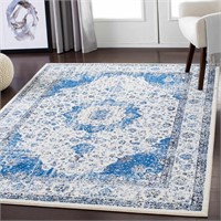 Area Rug Light Blue Approximately 9ft x 8ft *See