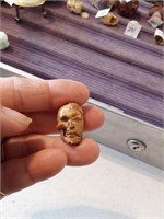 Carved Bone 2 Sided Skull Head