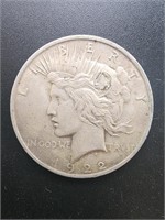 1922 Peace Silver Dollar Coin.