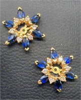 14k Gold Blue Topaz & White Shapphire Jewelry