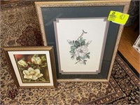 PAIR OF 3 D MAGNOLIAS MATTED AND FRAMED  12 IN X 1