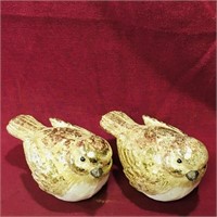 Pair Of Painted Woodcarved Decorative Birds