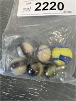 BAG OF MARBLES--BROWN/ WHITE, BLUE/ YELLOW