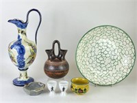 Selection of Pottery Vases, Bowl, and More