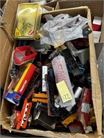 Box of Old Train Cars & Accessories