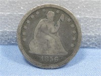 1856 Seated Liberty Quarter Dollar 90% Silver