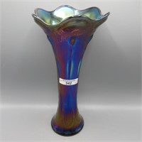 Imp. elec. purple 11" Beaded Bulls Eye vase