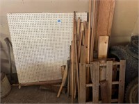 pile of wood & peg board
