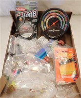 FISHING LURES, LINE, HOOKS ETC