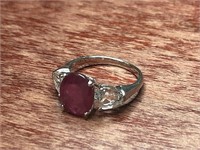 Sterling Silver .925 Ruby Deep Red Stone Size 9