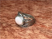 Pink Pearl Stone Sterling .925 Silver Ring Size 11