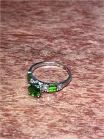 Emerald Diamond Stone Sterling .925 Silver Ring