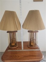 Wood & amber lamps