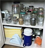 Assortment of Glass Jars and Other Items
