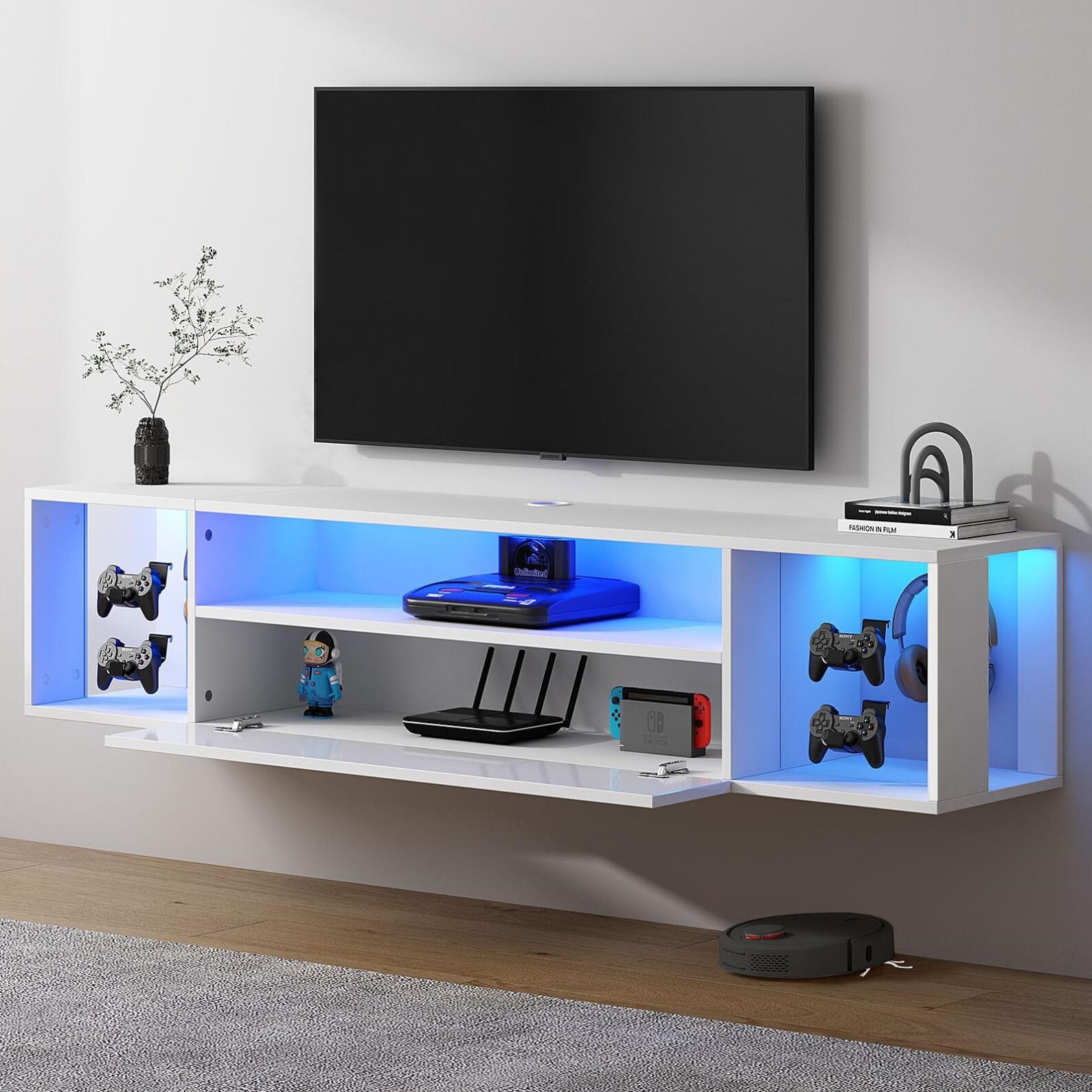 SogesPower Floating TV Stand Wall Mounted with Lig
