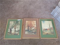 Three-piece framed litho art