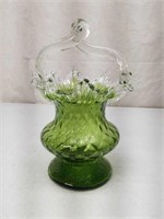 Green Hand Blown Art Glass Decorative Vase