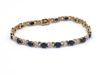 Sapphire & diamond set 9ct gold line bracelet