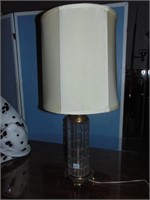 Brass lamp with beveled glass center 34" H